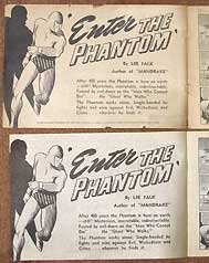 Inside front cover of The Phantom #1 - original vs replica