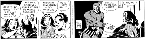 The Phantom's first appearance in Mandrake strip